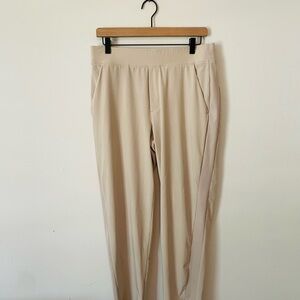 Athleta Cream Track Pants with Elastic Waistband